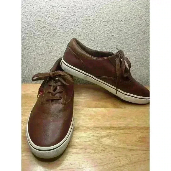 Levi Ethan Perf WX Men's Brown Leather Low Top Casual Comfort Sneakers - Size 10 - Picture 1 of 10